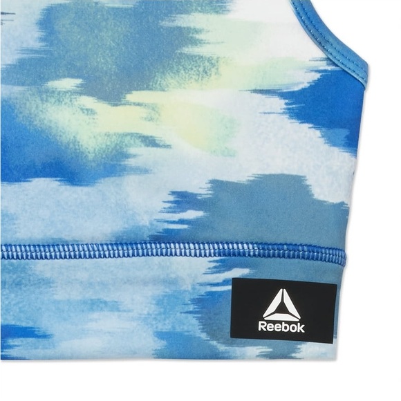 Reebok Girl's Thrive Long Line Camo Print Sports Bra Blue & Green Size 14/16 XL - Picture 7 of 7